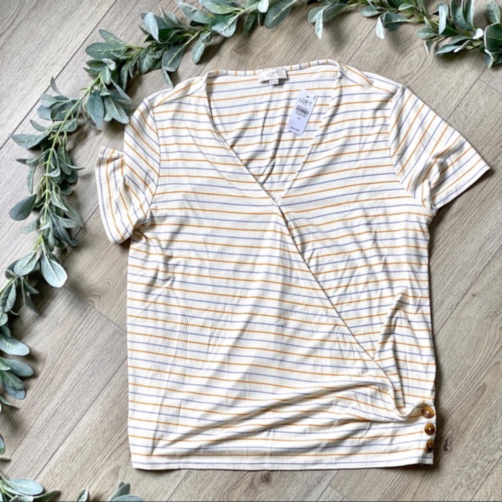 Striped Wrap T-shirt with side buttons